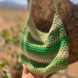 LINA | Green Crochet Shoulder Bag